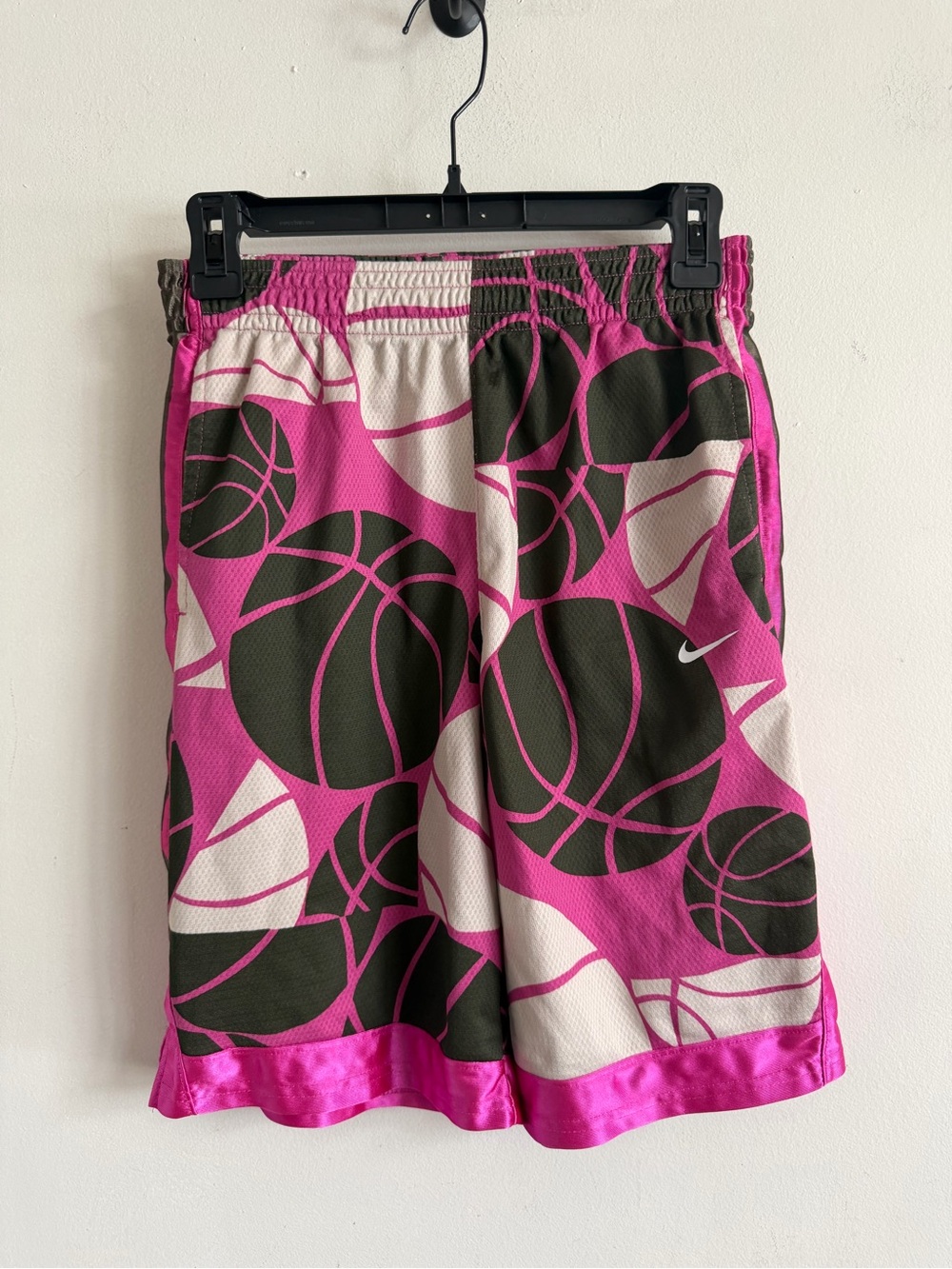 Nike Kids Pink Black White Basketball Print Shorts